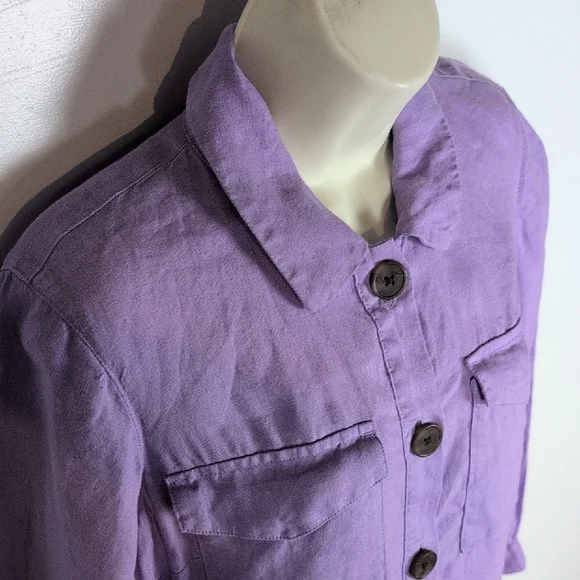 J. Jill Love Linen Pop Over Shirt Dress - Picture 5 of 10